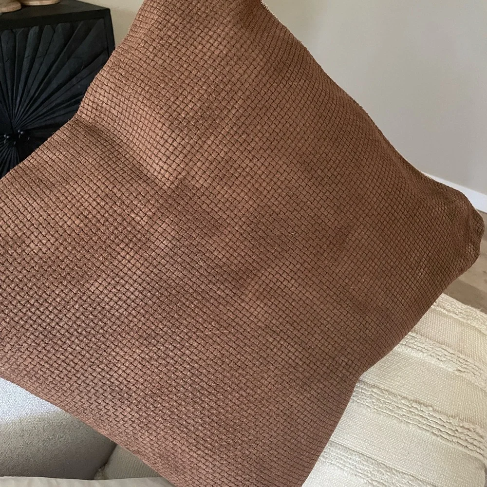 Crate&Barrel Brown Woven Throw Pillow